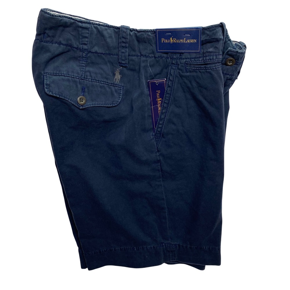 Polo Ralph Lauren Mens Navy Blue Chino Shorts Cotton Flat Front Size 30NWT